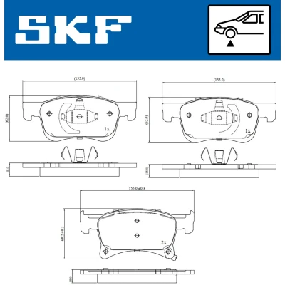 Bild av SKF VKBP 80301 A Jeu de plaquettes frein avec indicateur d&#039;usure accessoires OPEL: Corsa E 3/5 portes, Adam