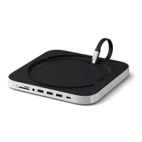 Bild av SATECHI Mac Mini Hub &amp; stativ med SSD hölje för NVME SATA M.2, Dock USB C 10 Gbit/s, 3 A 5/10 2.0 ljuduttag, M2/M1, Studio silver