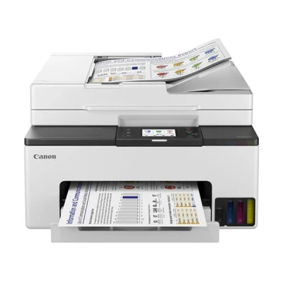 Bild av Canon MAXIFY GX2050 bläckstråleskrivare 4 i 1 multifunktionsenhet DIN A4 (skrivare, skanner, kopiator, fax, ADF, 600 x 1200 DPI, WLAN, USB, 15/10 ISO sidor/min, duplexutskrift, 250 ark kassett) vit
