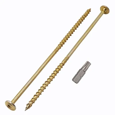 Bild av (Förpackning med 8 st) galvaniserat stål 8,0 x 200 mm gula träskruvar, torx huvud, våffelhuvud, delvis gängade (8, mm)