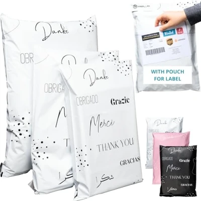 Bild av 60 Förpackningar med FRAKTBREV 3 Storlekar M/L/XL idealiska för Vinted paket 100% OGENOMSIKTIGA/ULTRARESISTENTA/VATTENTÄTA Plastförpackning frakt Kläder &amp; Kartong Fraktficka Tackpåse