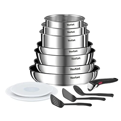 Bild av Tefal Ingenio Emotion 13 delar köksredskap, rostfritt stål, stapelbar, 5 års garanti, non stick beläggning, induktion L897DS04