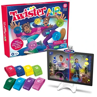 Bild av Hasbro Gaming Twister Air Game AR App Play med Wrist and Ankel Bands Länkar till smarta enheter Active Party Games för barn och vuxna Åldrar 8+ 1+ spelare F8158