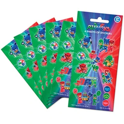 Bild av Paper Projects 01.70.15.039 PJ Masker Party Bag Sticker Pack (6 ark), Flerfärgad, 12,5 cm x 7,5