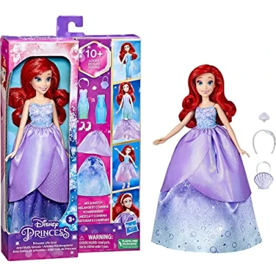 Bild av Disney Hasbro Princess Life Ariel skyltdocka, 10 outfits, leksak för barn från 3 år, F4624 flerfärgad