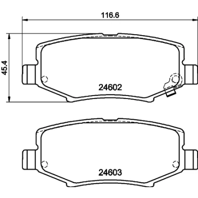 Bild av HELLA 8DB 355 014 381 Jeu de plaquettes frein avec indicateur d&#039;usure JEEP: Compass, WRANGLER 3, Cherokee IV, DODGE: Nitro SUV