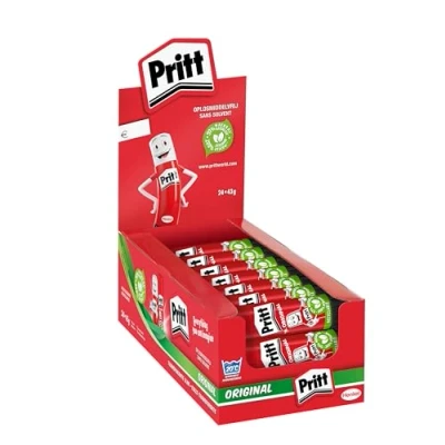 Bild av Pritt limfoder, säkert och barnvänligt lim för konst pyssel, starkt skola kontorsbehov, 24 x 43 g stift