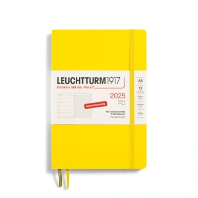 Bild av LEUCHTTURM1917 370511 Veckokalender och anteckningsbok 2025, medium A5 softcover 12 månaders planerare, 80 g, linjerad citron