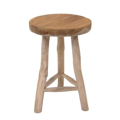 Bild av Spetebo Teak Blompall med 3 ben Ø 30 cm massivt trä växtstativ trädgårdsdekoration, pall, träpall, blompall, växthållare