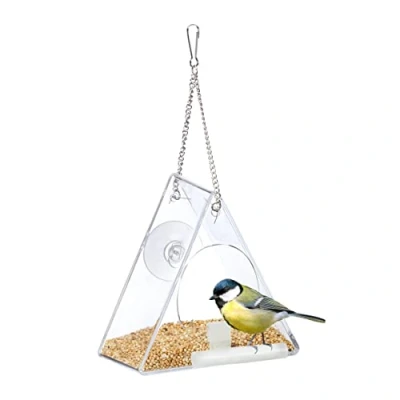 Bild av Relaxdays Fågelfoder, akrylfågelmatare, för fönster, HBT 13 x 12,5 7,5 cm, transparent