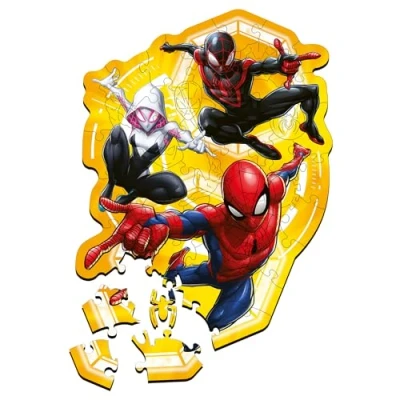 Bild av Trefl Träpussel: Marvel Spiderman, Spiderman redo i aktion 50 bitar, Formpussel Wooden Puzzle, Oregelbundna pusselbitar, 10 figurer, Modernt pussel för barn från 5 år