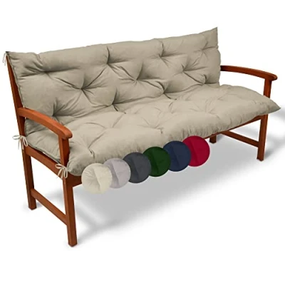 Bild av Beautissu Soffdyna Flair BR Bekväm Sittdyna 150 x 50 cm för Bänkar med 3 Sittplatser &amp; Ryggstöd Naturell