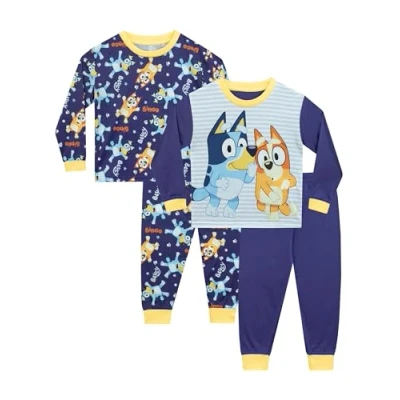 Bild av Bluey Pyjamas för Pojkar 2 Pack Barn Pojkars Pyjamasuppsättningar Två Officiellt Merchandise Blå 122