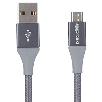 Bild av Amazon Basics USB 2.0 A till Micro kabel med dubbelflätad nylon, 3 m, mörkgrå, surfplatta