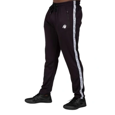 Bild av Gorilla Wear Reydon Nätbyxor 2.0 svart joggingbyxor, joggingbyxor med dragkedja för sport, vardag, fritid, löpning, jogging av polyester logotyp, bekväm, andas, träning, svart, L