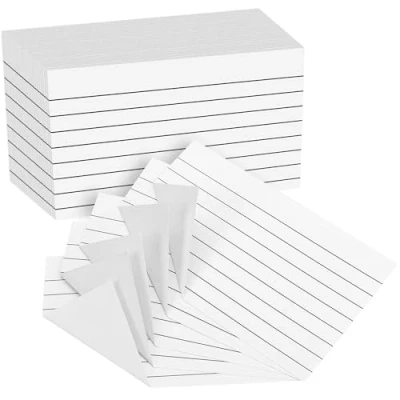 Bild av 300 st linjerade indexkort vita revisionskort 127 x 77 mm (5 3 tum) studiekort anteckningskort för kontor skola hem studier lärande journal PAP06WH300