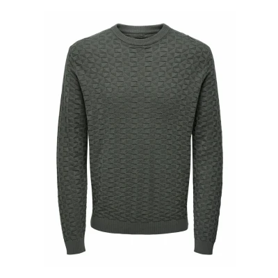 Bild av Only &amp; Sons Kalle REG 12 Struc CREW NOOS Stickad tröja, Storlek: XS, Castor gray