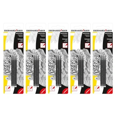 Bild av Eberhard Faber 599028 reservpatroner för raderbara gelpennor, 15 svarta påfyllningspatroner Erase it! pennor