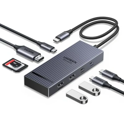 Bild av UGREEN Revodok Pro 10Gbps USB C Hub, adapter med HDMI 4K@60Hz, dockningsstation A 3.2, 2*USB SD/TF kortläsare, PD 100W Kompatibel MacBook, Surface, iPad m.fl.