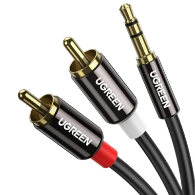Bild av UGREEN RCA Kabel Stereo Ljud 3,5 mm Jack till 2 Kompatibel med TV PC Smartphone Förstärkare HiFi System Soundbar Hemmabio Bilradiohögtalare. (1M)