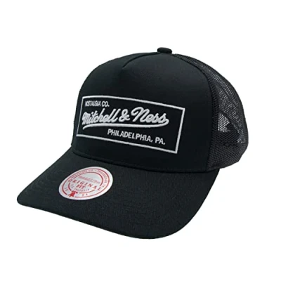 Bild av Mitchell &amp; Ness klassisk truckerkeps boxlogo eget varumärke, blk/wht