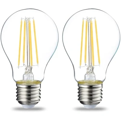 Bild av Amazon Basics Edison skruvlampa, LED, E27, 7 W (motsvarande 60 W), klar glödtråd, varmvit, ej dimbar, (paket med 2)