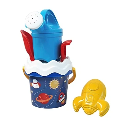 Bild av Space Baby hinkset, sandleksak, 6 delar, hink, sil, sandform, spade, kratta, gjutjärn, 11 cm, D: 14 från 10 månader