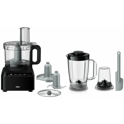 Bild av Braun PureEase FP 3132, Matberedare med 1,2 L Mixer och 2,1 Skål, Enkel att Använda, Snabb Intuitiv, Två Hastigheter Plus Puls, Kompakt Design, EasyClick System, Svart