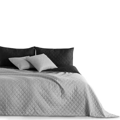 Bild av DecoKing överkast, sängöverkast, 200 x 220 cm, svart, grått, täcke, dubbelsidig quiltad präglingsmönster, romb, antracitgrå, stål, axel, cm