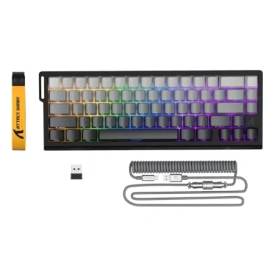 Bild av ATTACK SHARK X68PRO HE Rapid Trigger Trådlöst Tangentbord, 0.01mm RT Noggrannhet 8KHz Trådat Gaming Justerbar Aktuering, Snap Tap, RGB, Magnetisk Brytare, C01 Spiralkabel Svart Gradient