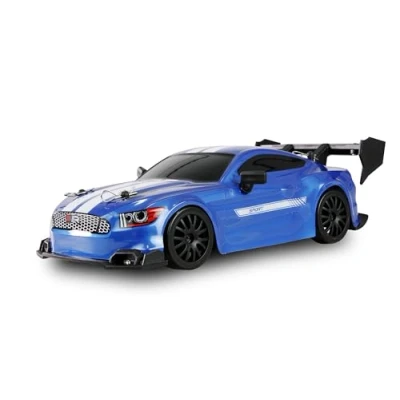 Bild av Drift Racing Car, RC fjärrstyrd, med undergolvbelysning, 20 km/h 4WD 1:24 RTR blå inklusive fjärrkontroll, batteri, laddkabel, tillbehör