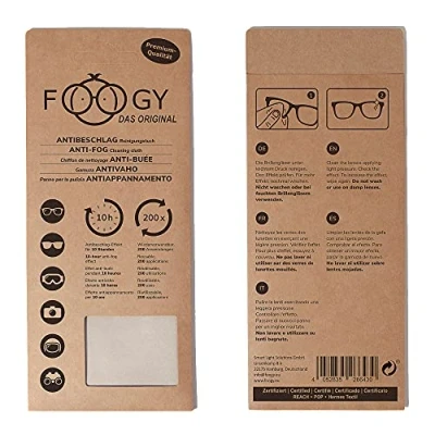 Bild av FOOGY torr rengöringsduk av mikrofiber grå, anti dimma/antidimduk för glasögonen, nano teknik immiga effekt, ingen imningsspray krävs