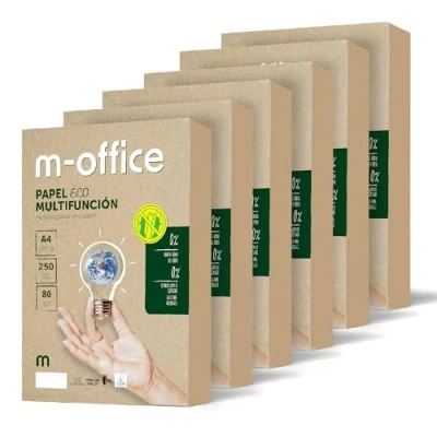 Bild av Återvunnet papper, DIN A4, 80 g, papper för kopiatorer och skrivare, 6 förpackningar med 250 ark 100% återvunnet m kontor (1 500 ark)
