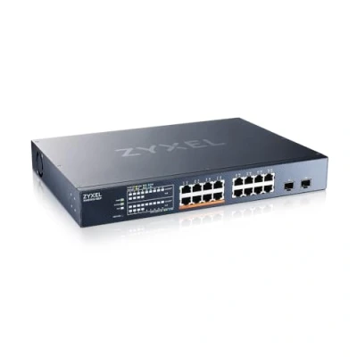 Bild av Zyxel 18 port Multi Gig 2.5G Cloud/Smart Managed PoE++ Switch @180W med 8 x PoE++(60W) 2 10G SFP+ Rackmontering [XMG1915 18EP]