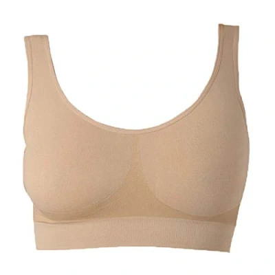 Bild av Osynlig behå dambehå utan bygel bekväm bystiers topp bygellös mjuk bh Sömn amning sport bralette i många färger, Beige, XL