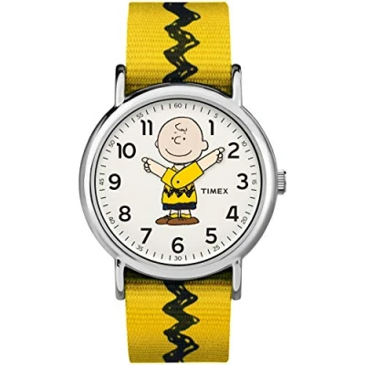 Bild av Timex Kvartsur för män med textilrem, Charlie brun, En storlek, Weekender X Peanuts nylon slip through rem