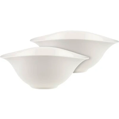 Bild av Villeroy &amp; Boch Ovid Vapiano salladsskål set, två delar Servis, premium porslin, diskmaskin och mikrovågsugnssäker, vit