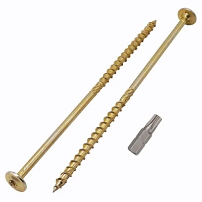 Bild av (Förpackning med 20 st) galvaniserat stål 6,0 x 140 mm gula träskruvar, torx huvud, våffelhuvud, delvis gängad (20, mm)