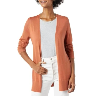 Bild av Amazon Essentials Dames Lätt cardigan tröja med öppen front (finns i plusstorlek), Karamell, XL
