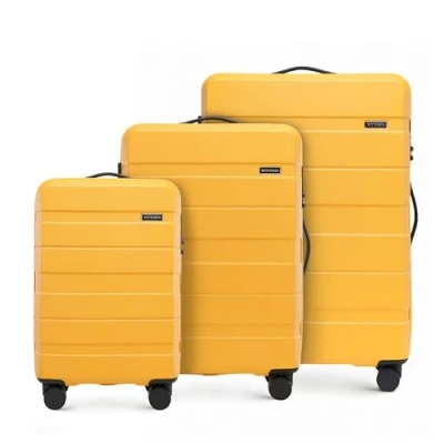 Bild av WITTCHEN COMODO Line resväska handbagage set av ABS teleskophandtag TSA lås 4 dubbelhjul, GUL, Koffer 3tlg., 3 delad