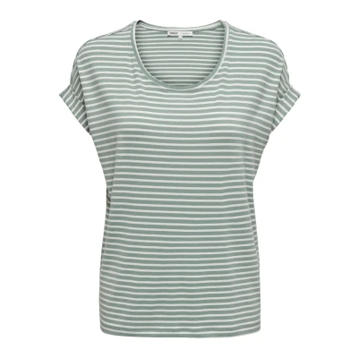 Bild av ONLY Onlmoster Stripe O NECK Tshirt med print, Storlek: Small, Jadeite/cloud dancer