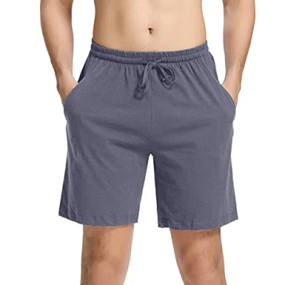 Bild av NC Herr pyjamasbyxor korta bomull Bermuda sovshorts shorts sommar sovbyxor fritidsbyxor för män, Blågrå, M