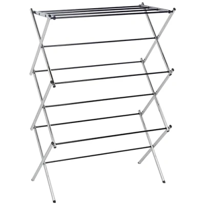 Bild av Amazon basics vikbar dragharmonika torkställning av legerat stål för inomhusbruk, kläder, krom