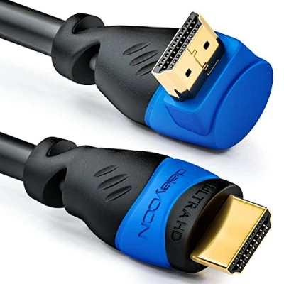 Bild av deleyCON 1,5m HDMI 270 Grader Vinklad Kabel Kompatibel med 2.0/1.4 UHD 4K HDR 3D 1080p 2160p ARC Svart