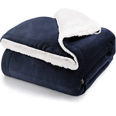Bild av Blumtal Premium Sherpa mysfilt 130 x 150 cm varm filt OEKO TEX® certifierad tjock sofffilt, överkast eller vardagsrumsfilt, sand beige