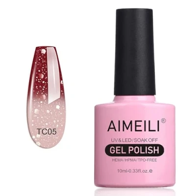 Bild av AIMEILI UV LED nagellack termisk gellack avtagbar temperatur färgväxling gel glitter polish choklad spark (TC05) 10 ml