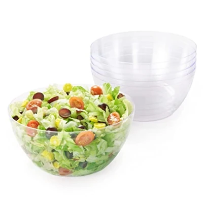 Bild av MATANA 5 stora serveringsskålar i genomskinlig fleranvändning 24 cm (9,5 tum) perfekt för picknick, trädgårdsfester, uteservering