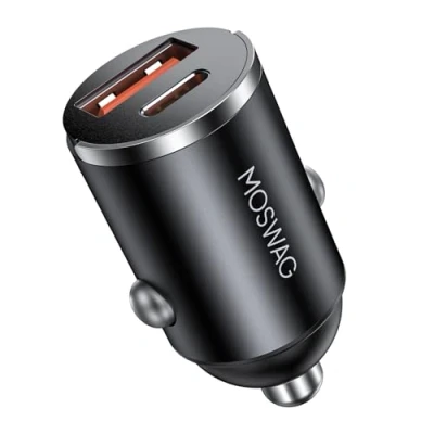 Bild av MOSWAG 30 W USB C billaddaradapter cigarettändare laddare snabbladdning dubbel port billaddare kompatibel med iPhone15/14/Pro Max, iPad, SamSung GalaxyS24 S23 S22, Pixel