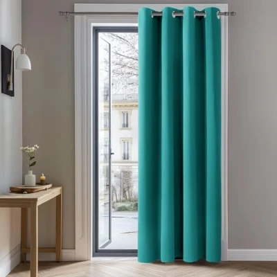 Bild av Deconovo ogenomskinlig gardinögla gardin mörkare, 214x132 cm (höjd x bredd), turkos, 1 bit