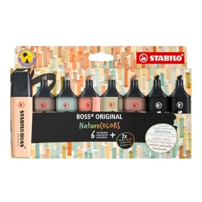 Bild av Highlighter STABILO BOSS ORIGINAL NatureCOLORS 8 pack Blandade färger